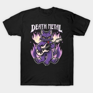 Death Metal Satanic Baphomet Cat playing guitar T-Shirt